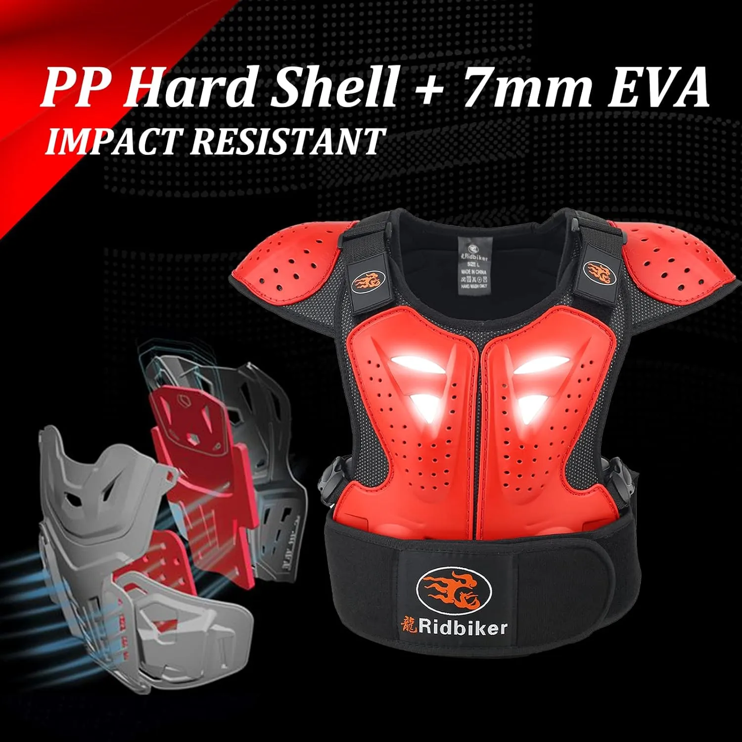 Kids Dirt Bike Chest Protector Motocross Motorcycle Armor Vest With Elbow Guard and Knee Shin Guard Pads - Youth Protective Gear
