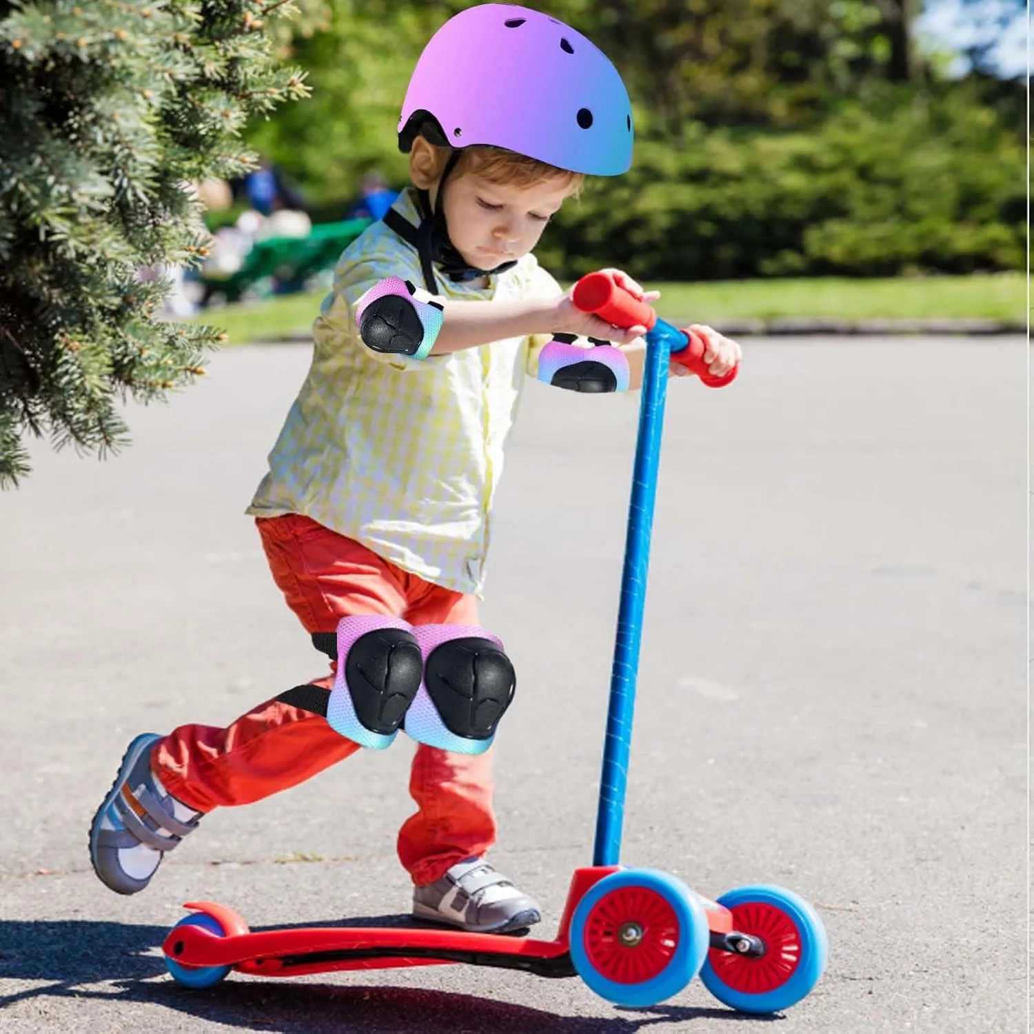 Kids Helmet Set Helmet with Knee Pad Elbow Pads Guards, Toddler Helmets for 3-5-8-14  for Scooter Inline skatings Skateboard Helmet