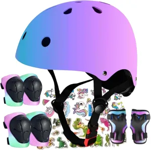 Kids Helmet Set Helmet with Knee Pad Elbow Pads Guards, Toddler Helmets for 3-5-8-14  for Scooter Inline skatings Skateboard Helmet