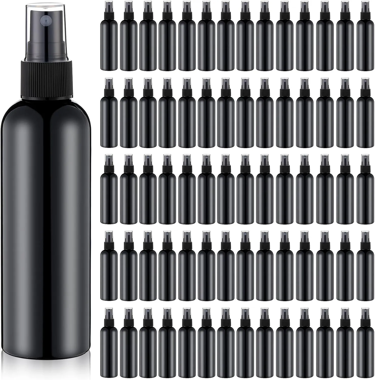 Kigley 100 Pcs Small Spray Bottle Bulk 4 oz Plastic Empty Mist Spray Bottles for Essential Oils Fine Mist Sprayer Reusable Refillable Portable Travel Containers for Perfume Cleaning Samples(Black)