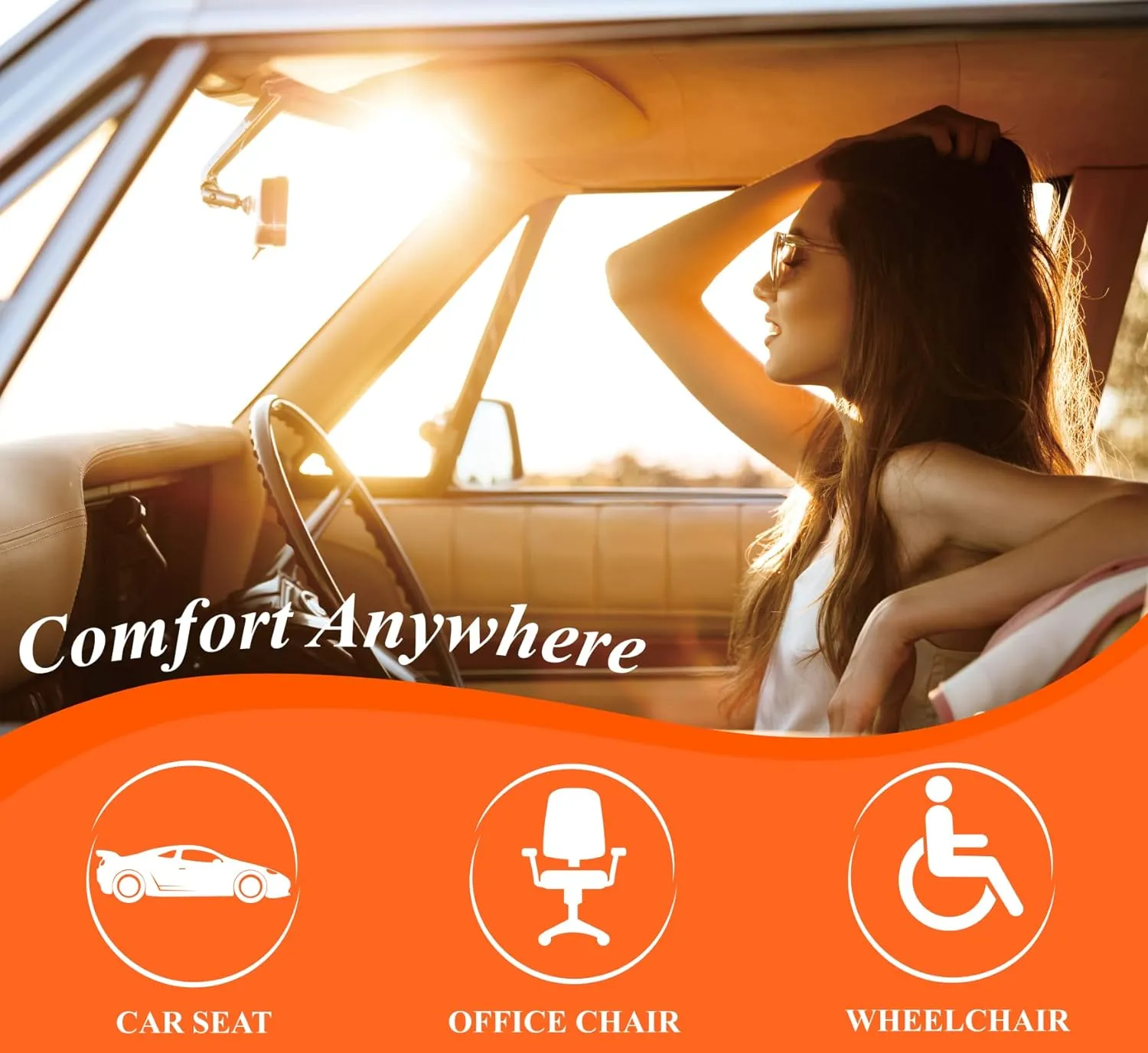 kingphenix Premium Car Seat Cushion, Memory Foam Driver Seat Cushion to Improve Driving View- Coccyx & Lower Back Pain Relief- Seat Cushion for Car, Truck, Office Chair (Brown)