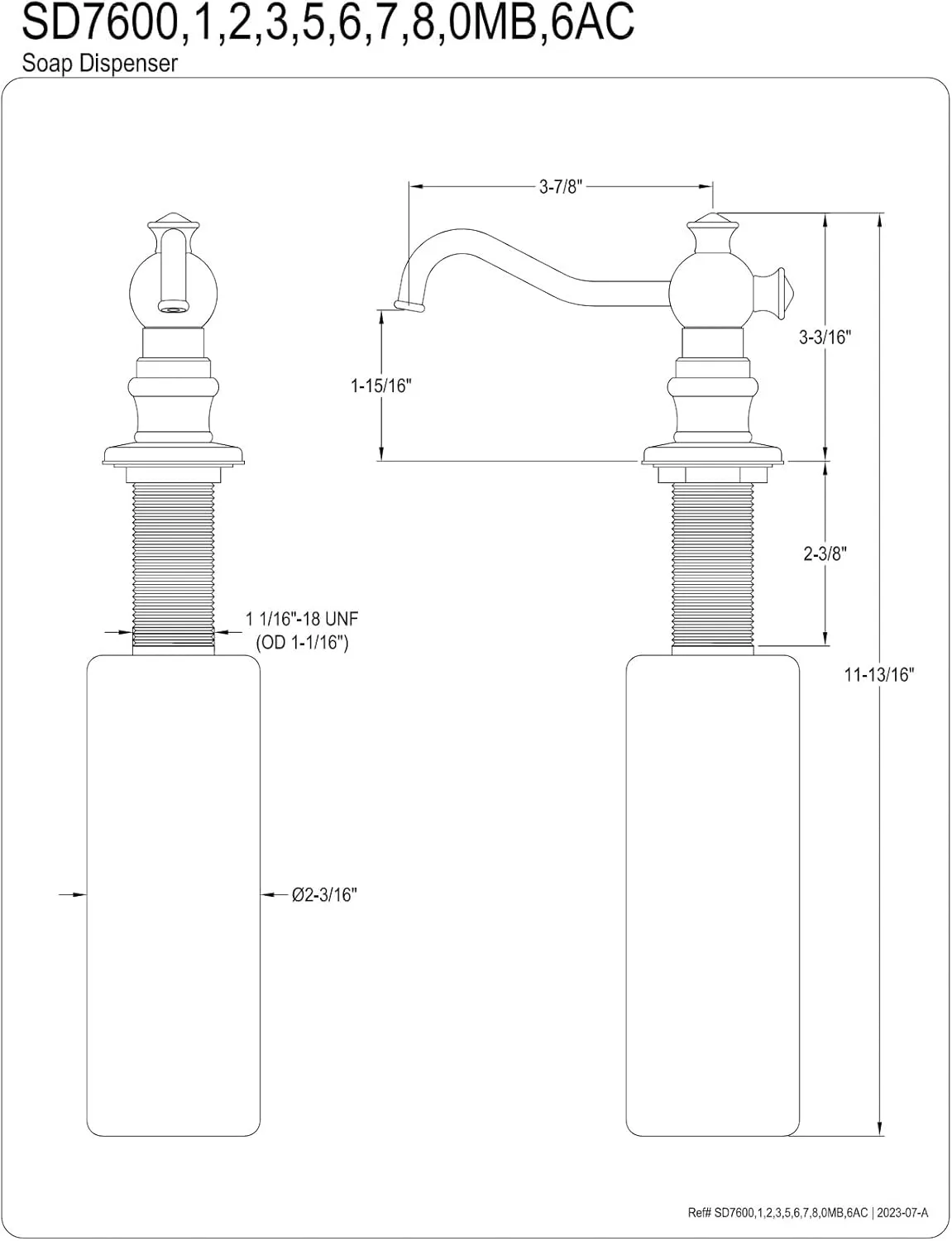 Kingston Brass SD7608 Vintage Soap Dispenser, Brushed Nickel,10-1/4"