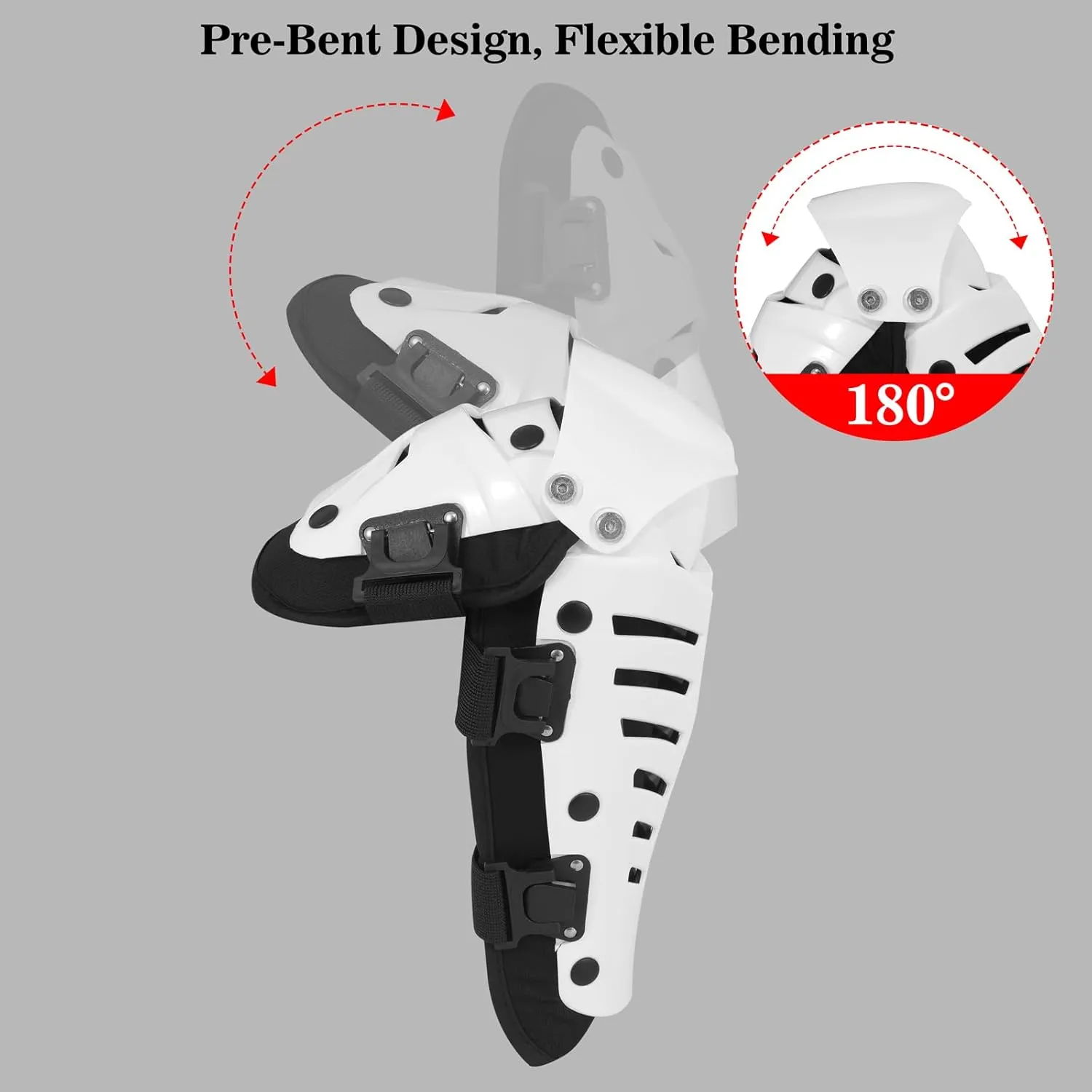 Knee Shin Guards Motorcycle Protective Gear, Knee Pads 3 Sections Adjustable Leg Armor Crashproof 1 Pair, Motocross Gear for Men MTB Riding Mountain Bike