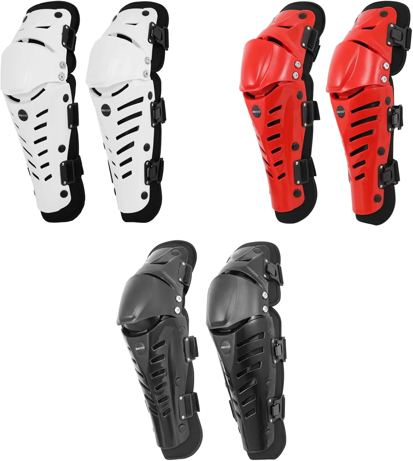 Knee Shin Guards Motorcycle Protective Gear, Knee Pads 3 Sections Adjustable Leg Armor Crashproof 1 Pair, Motocross Gear for Men MTB Riding Mountain Bike