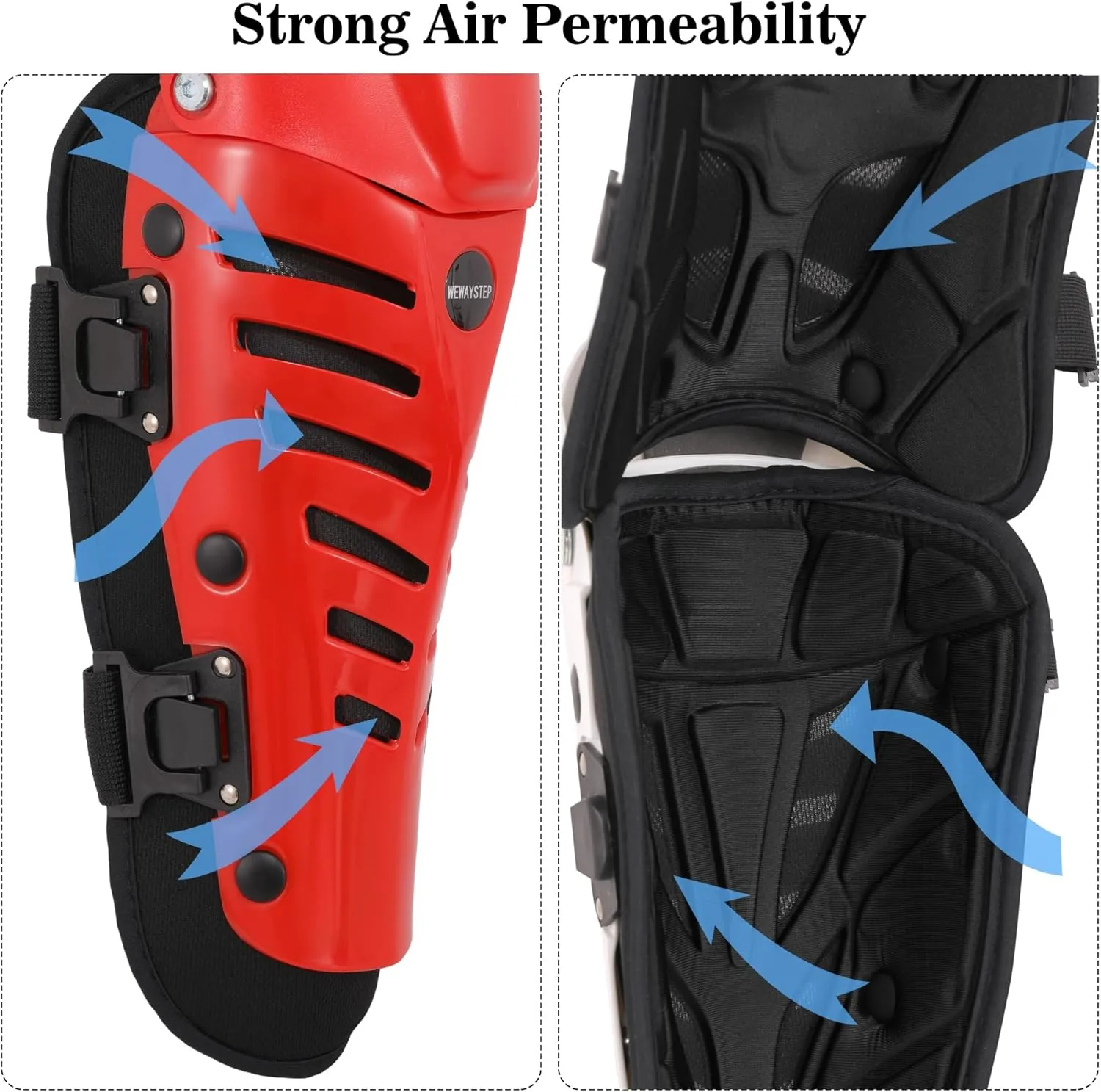 Knee Shin Guards Motorcycle Protective Gear, Knee Pads 3 Sections Adjustable Leg Armor Crashproof 1 Pair, Motocross Gear for Men MTB Riding Mountain Bike
