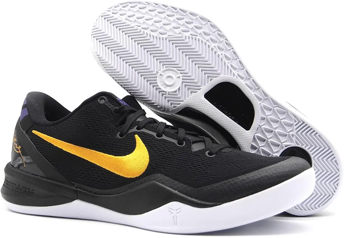 Kobe VIII Protro Basketball Shoes (HF9550-001, Black/White/Court Purple/University Gold)