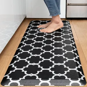 KOKHUB Kitchen Mat,1/2 Inch Thick Cushioned Anti Fatigue Waterproof Kitchen Rugs,Comfort Standing Desk Mat, Kitchen Floor Mat Non-Skid & Washable for Home, Office, Sink,17.3"x60"- Black