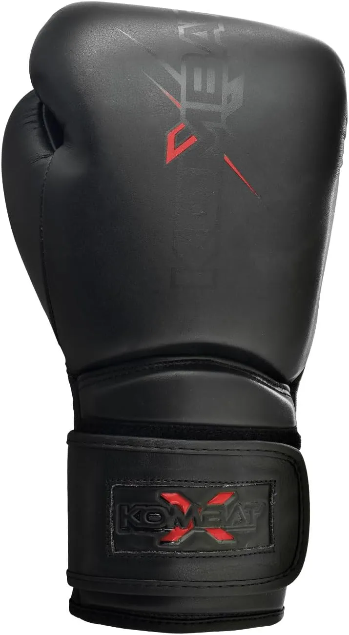 KombatX Boxing Gloves for Men and Women Suitable for Boxing Kickboxing Mixed Martial Arts Muay Thai MMA Heavy Bag Training (Black, 12oz,14oz,16oz)