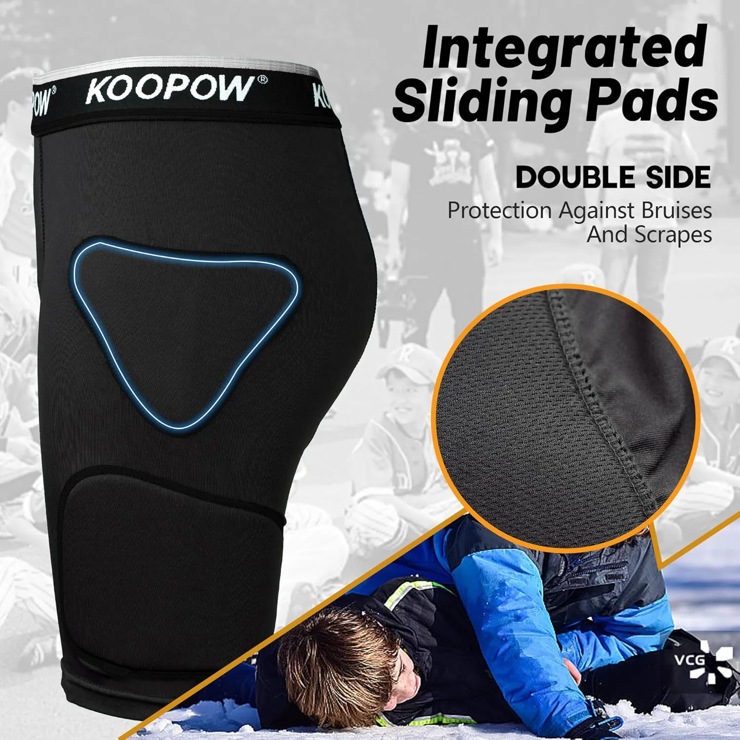 KOOPOW Youth Boys Padded Sliding Shorts Slider Pad with Soft Protective Athletic Cup for Baseball, Football, Lacrosse