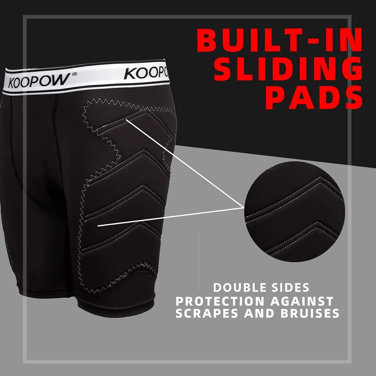 KOOPOW Youth Boys Padded Sliding Shorts Slider Pad with Soft Protective Athletic Cup for Baseball, Football, Lacrosse