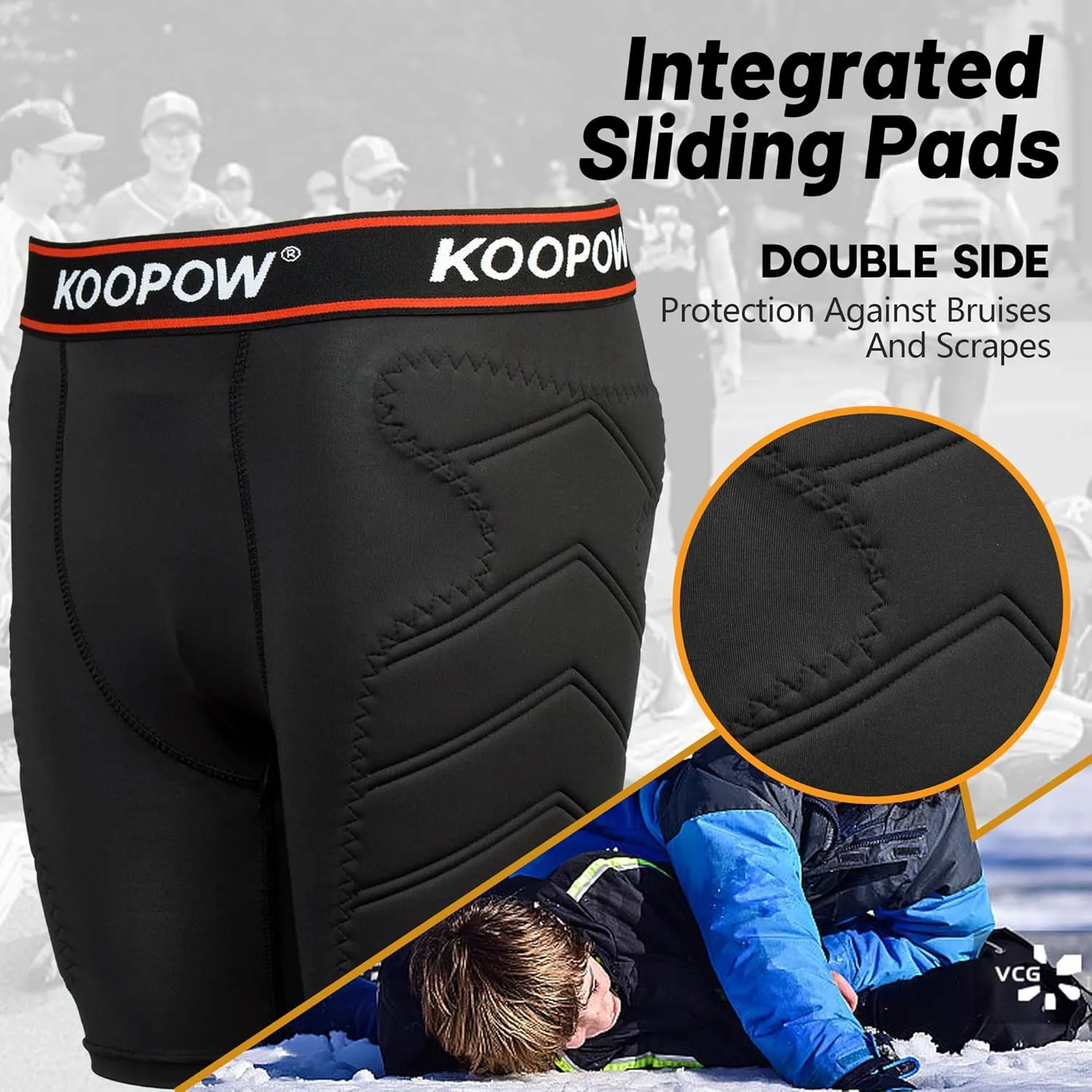 KOOPOW Youth Boys Padded Sliding Shorts Slider Pad with Soft Protective Athletic Cup for Baseball, Football, Lacrosse