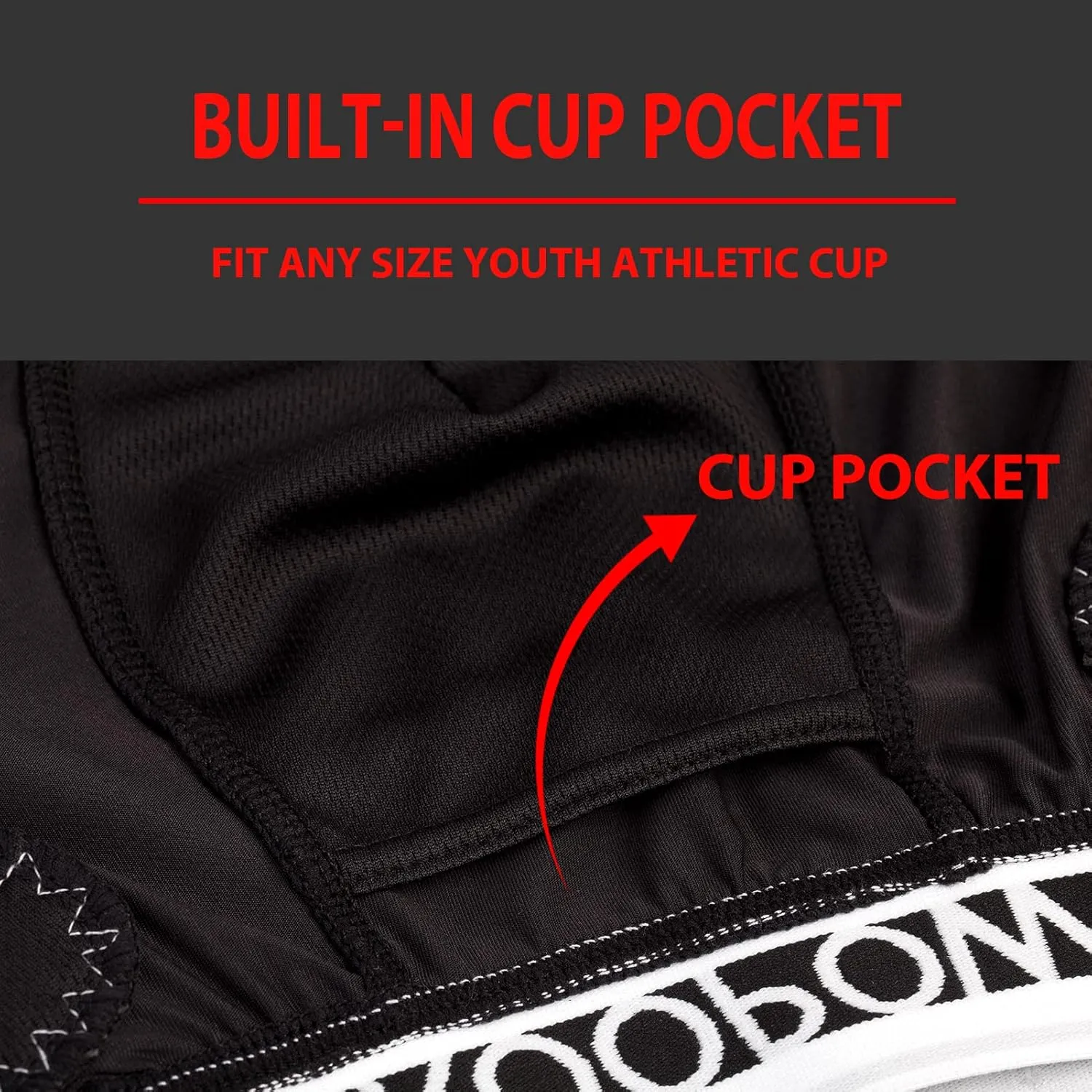 KOOPOW Youth Boys Padded Sliding Shorts Slider Pad with Soft Protective Athletic Cup for Baseball, Football, Lacrosse