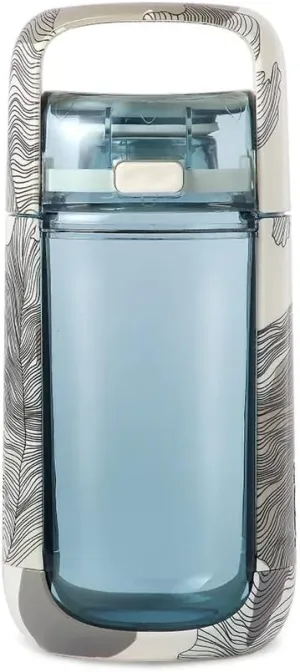 KOR One Planet 13.5oz Tritan Water Bottle with Lid Safety Lock, One Click Open Cap and Ergonomic Carry Handle - Features Unique Water-Dipped Designs Inspired by Nature