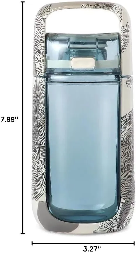 KOR One Planet 13.5oz Tritan Water Bottle with Lid Safety Lock, One Click Open Cap and Ergonomic Carry Handle - Features Unique Water-Dipped Designs Inspired by Nature