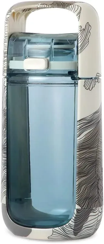 KOR One Planet 13.5oz Tritan Water Bottle with Lid Safety Lock, One Click Open Cap and Ergonomic Carry Handle - Features Unique Water-Dipped Designs Inspired by Nature