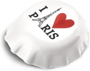 Koziol 3776525 Plopp I Love Paris Bottle Opener Print: Thermoplastic Resin, White, 8.5 x 7.7 x 2.4 cm