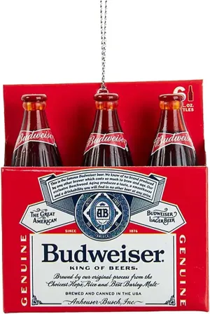 Kurt Adler Budweiser 6 Pack Plastic Beer Bottle