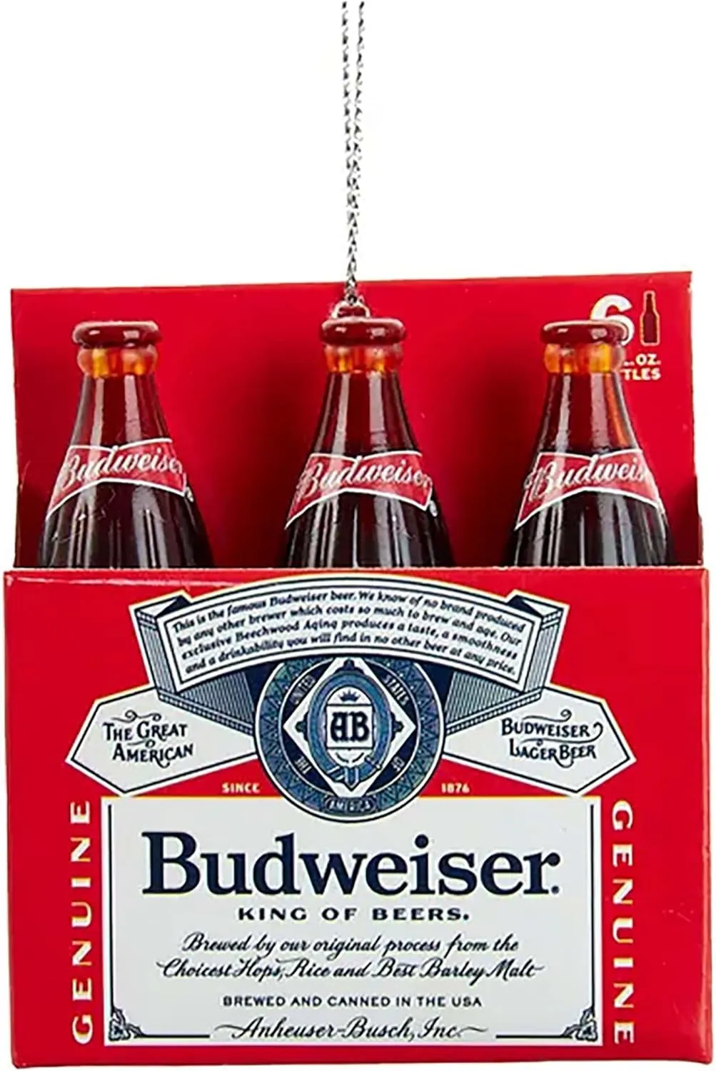 Kurt Adler Budweiser 6 Pack Plastic Beer Bottle