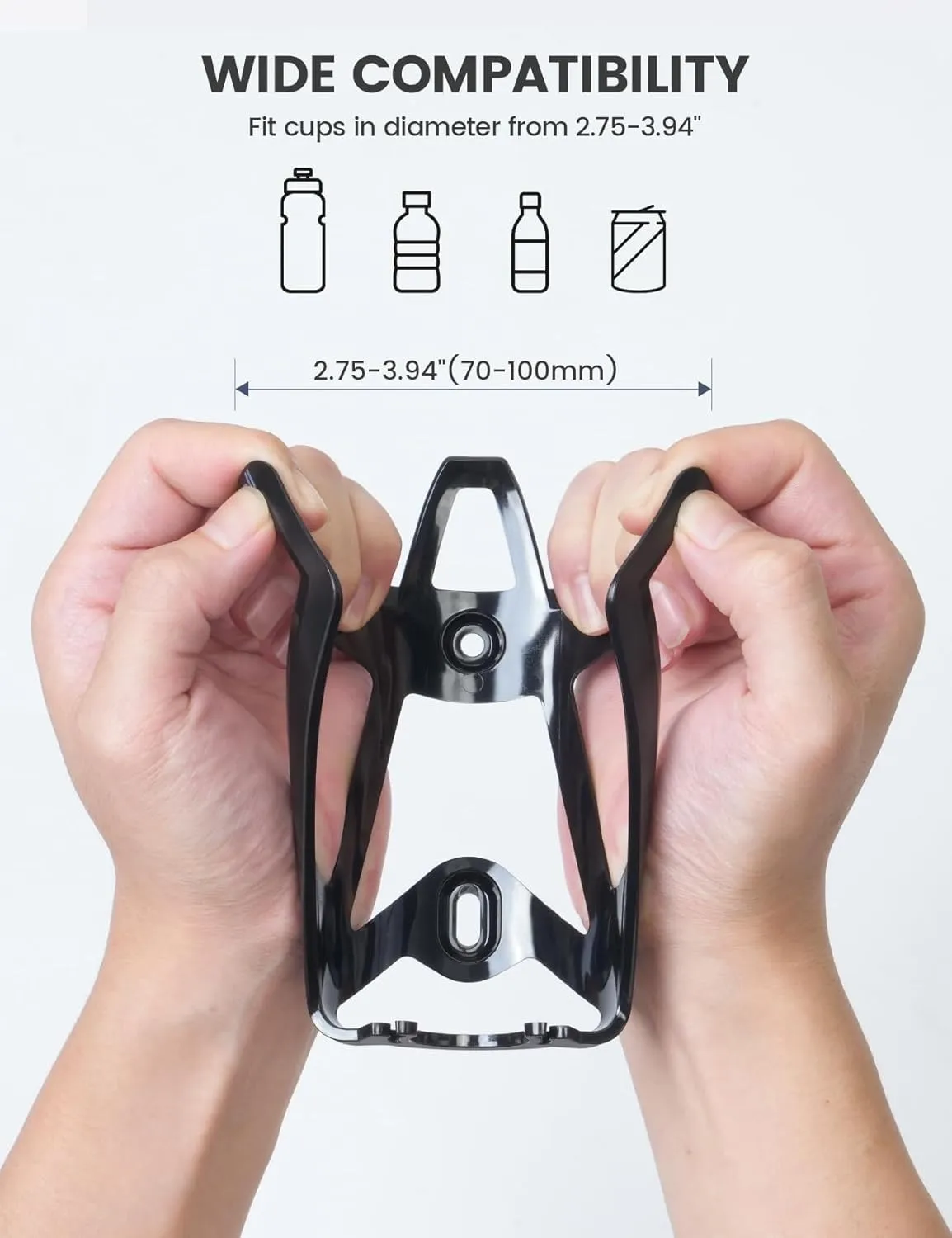 Lamicall 2 Pack Bike Water Bottle Holder - 1.2 Oz Ultralight & Sturdy Bike Cup Holder, Bicycle Drink Cage, Cycling Bike Water Bottle Cage with Screw Tool, for 2.75-3.94" Diameter Bottles