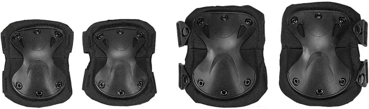 Lancer Tactical Combat Knee & Elbow Protective Pads Set for Outdoor Airsoft CS Paintball Game Cycling Safety Skateboarding Gear Skates Knee Protection Guard Pads