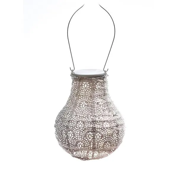 Lantern - Small Bulb Taupe 8"