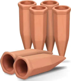 Large Terracotta Plant Self Watering Spikes, Automatic Plant Waterer Indoor Outdoor Use, Vacation Clay Watering Devices System, Slow Release Self Watering Planter Insert, 6 Pack