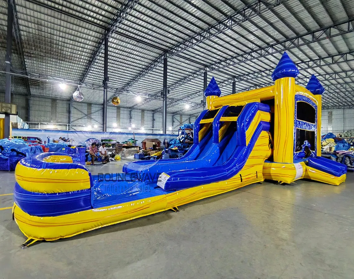 Lava Falls Splash & Save Bounce House with Dual Lane Slide (Wet/Dry)