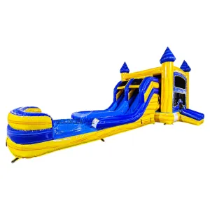 Lava Falls Splash & Save Bounce House with Dual Lane Slide (Wet/Dry)