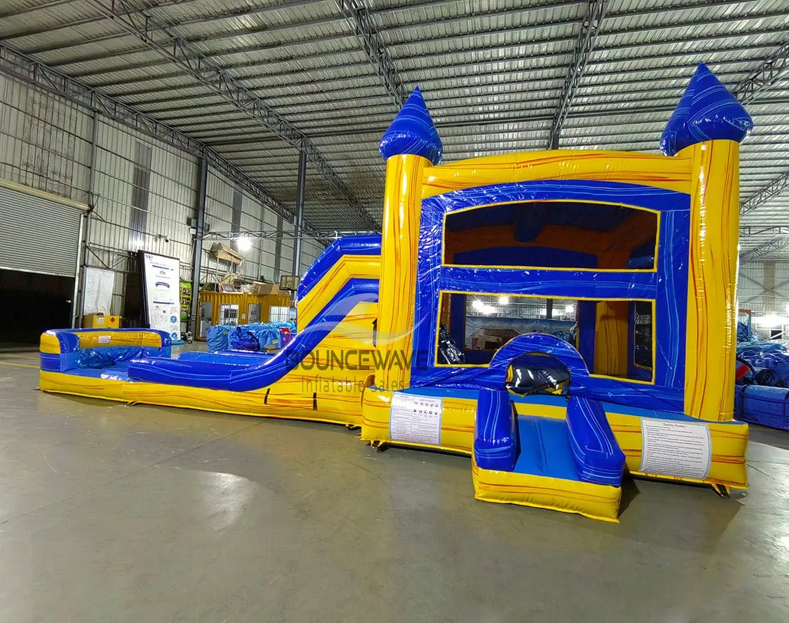Lava Falls Splash & Save Bounce House with Dual Lane Slide (Wet/Dry)