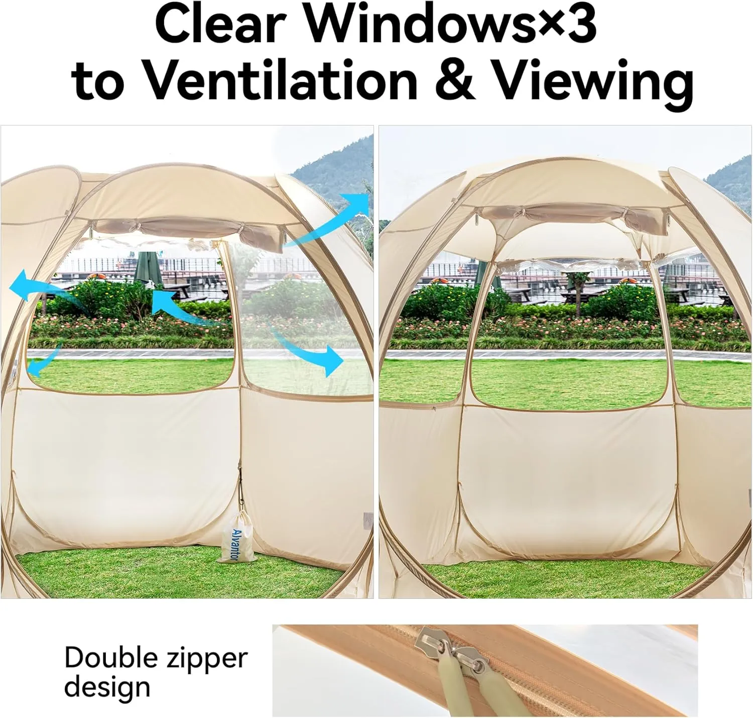 LEEDOR Pop Up Screen House Tent, UPF 50  and Windproof Dome Outdoor Canopy Tent with Roll Up Zipped Door Privacy Gazebo, Compact and Lightweight for Party Camping Fishing Picnic, Grey
