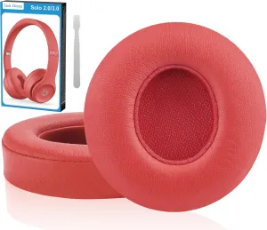 Link Dream Replacement Ear Pads for Beats Solo 2 & 3 - Memory Foam Earpads Cushion Cover for Wireless Headphones (Red)
