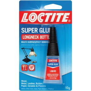Loctite Super Glue, 10 Gram Longneck Bottle, 6 Pack - Clear Superglue for Plastic, Wood, Metal, Crafts, & Repair, Instant Glue Adhesive, Quick Dry