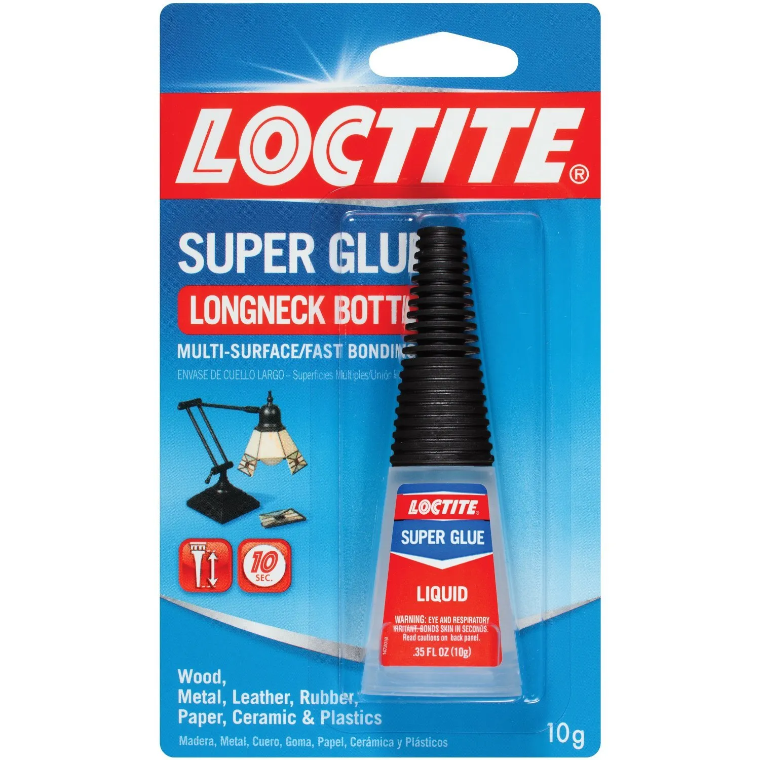 Loctite Super Glue, 10 Gram Longneck Bottle, 6 Pack - Clear Superglue for Plastic, Wood, Metal, Crafts, & Repair, Instant Glue Adhesive, Quick Dry