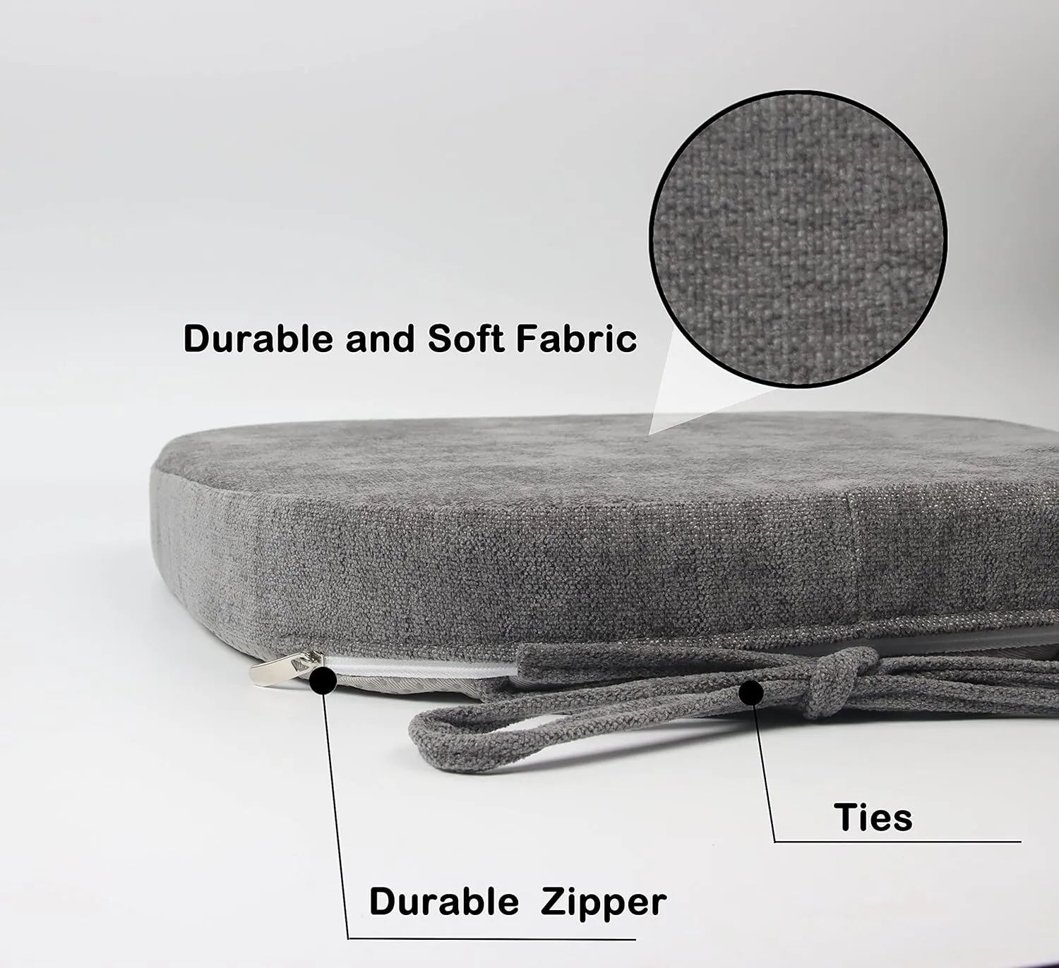 Loveboat Metal Chair Cushions, 14x14 Inches Metal Dining Chair Pads with Ties for Tolix Style Metal Chairs 2 Pack Dark Grey