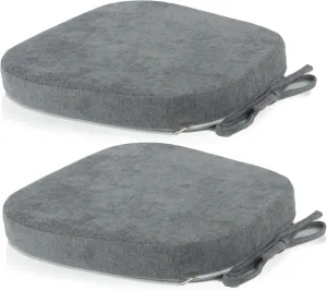 Loveboat Metal Chair Cushions, 14x14 Inches Metal Dining Chair Pads with Ties for Tolix Style Metal Chairs 2 Pack Dark Grey