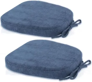 Loveboat Metal Chair Cushions, 14x14 Inches Metal Dining Chair Pads with Ties for Tolix Style Metal Chairs 2 Pack Navy