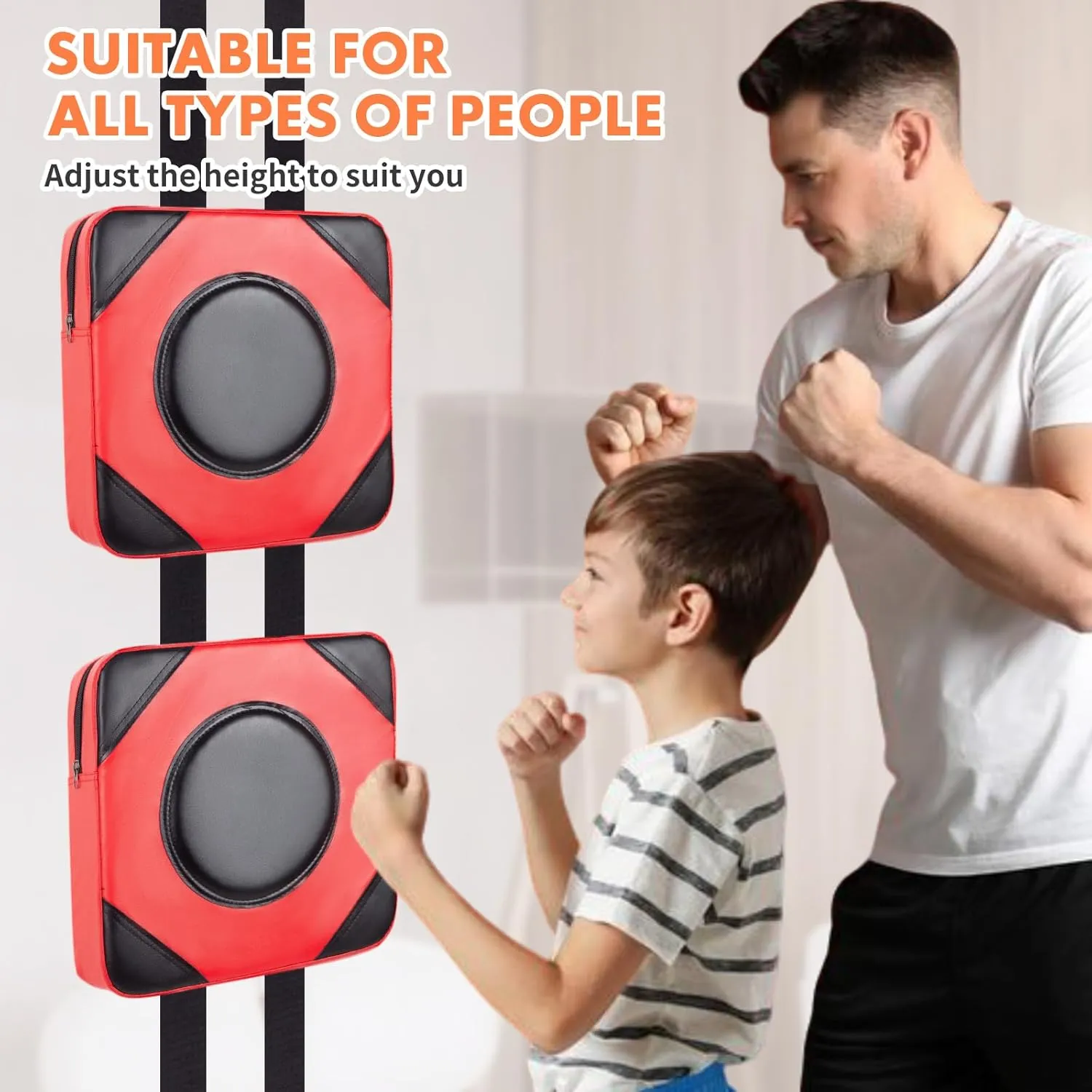 LuiceABC Wall Punching Boxing Pad, Wall Focus Target Foam, Boxing Fitness Wall Punch Bag, Leather and High Elastic Sponge Bag for Sports Training, Adjustable Height