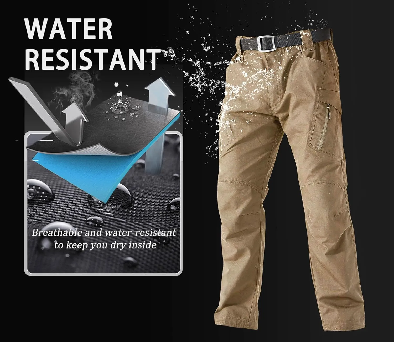 MAGCOMSEN Men's Tactical Pants with 9 Pockets Rip-Stop Lightweight Work Hiking Pants