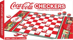 MasterPieces Family Game - Coca-Cola Checkers - Officially Licensed Board Game for Families, Green,red,silver