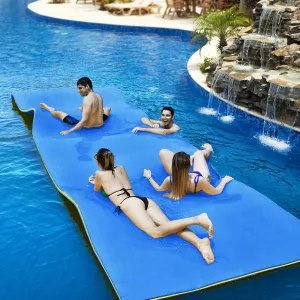 MAT Expert Floating Water Mat, 12'x6'x 1.5" Tear-Resistant 3-Layer XPE Foam Pad, Floating Island w/Bungee Tether & Straps, Giant Lake Floats, Ideal for Pool/Lake/Sea, Bear 880lbs for 4-6 Adults