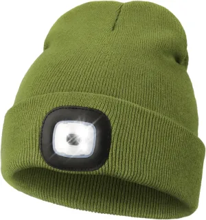 MELASA Unisex Hat with Light, USB Rechargeable Hands Free Headlamp LED Beanie, Winter Gifts for Men Dad Father Husband Him