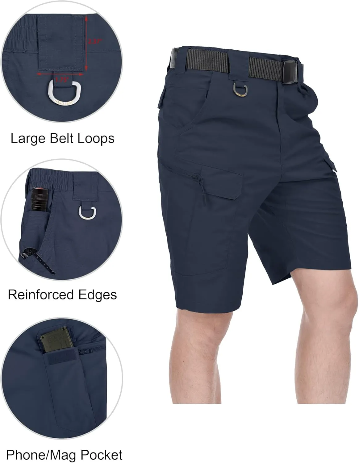 Men's Tactical Cargo Shorts 9.5 Inches Waterproof Ripstop Elastic Waist BDU Hiking Shorts Work