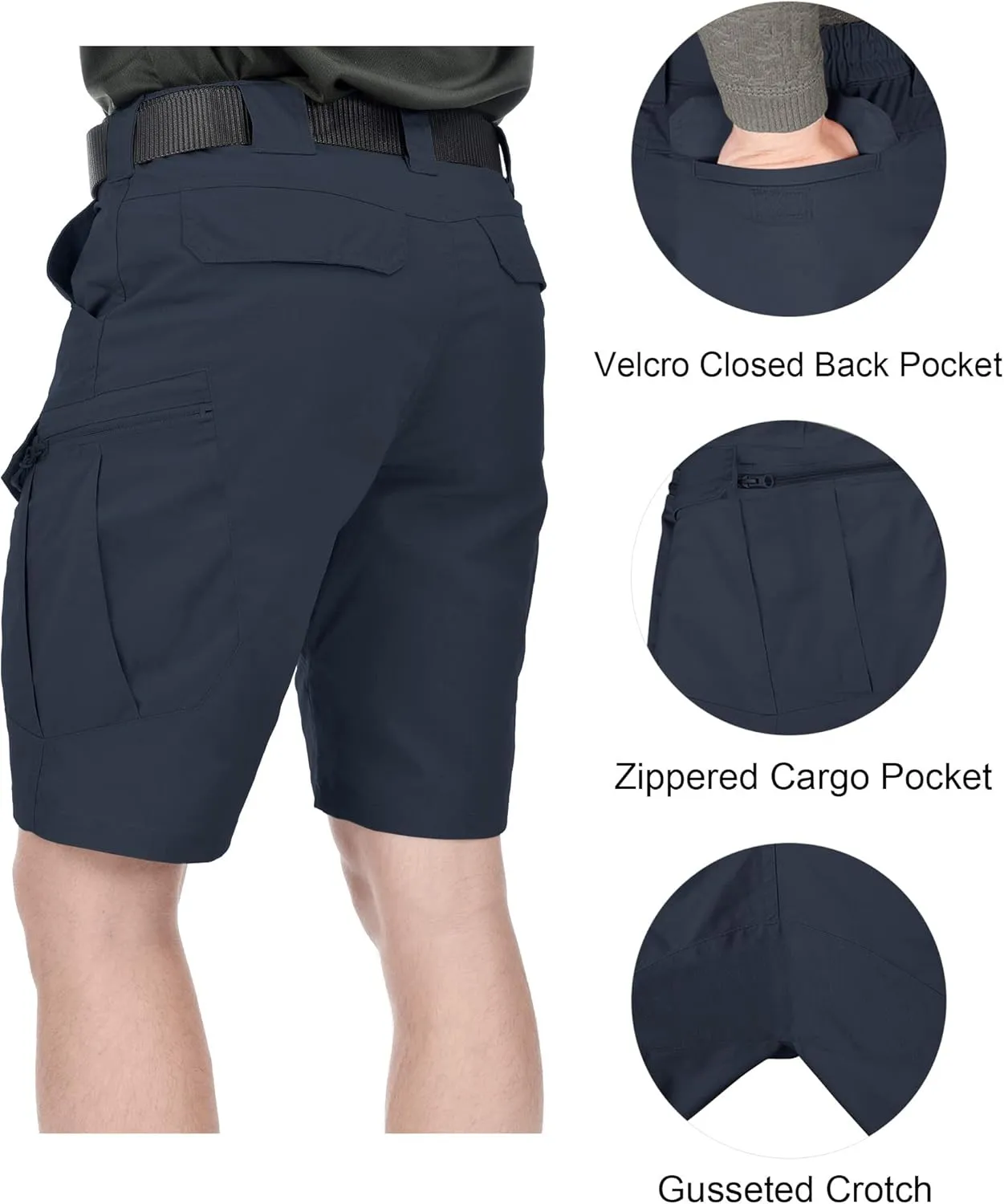Men's Tactical Cargo Shorts 9.5 Inches Waterproof Ripstop Elastic Waist BDU Hiking Shorts Work