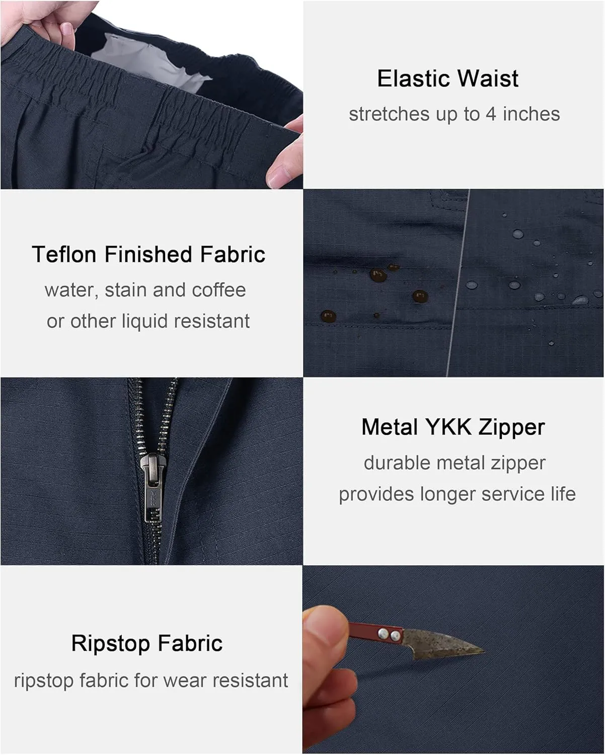 Men's Tactical Cargo Shorts 9.5 Inches Waterproof Ripstop Elastic Waist BDU Hiking Shorts Work