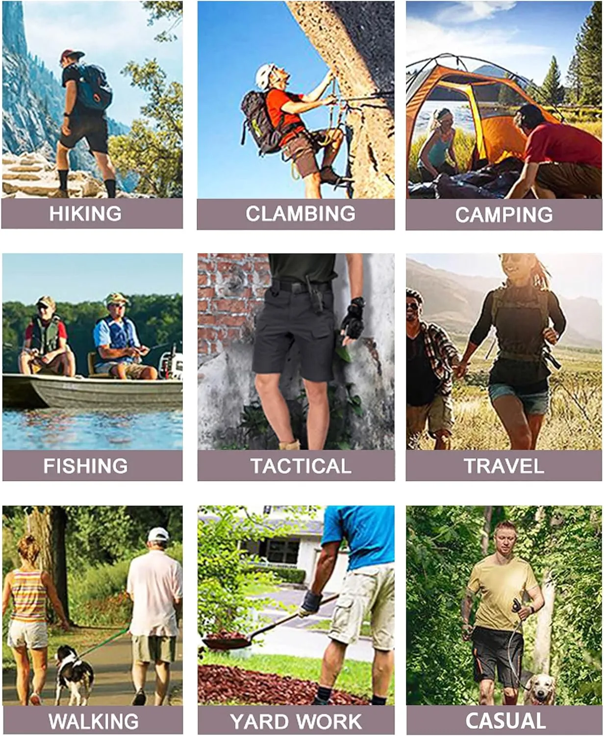 Men's Tactical Cargo Shorts 9.5 Inches Waterproof Ripstop Elastic Waist BDU Hiking Shorts Work