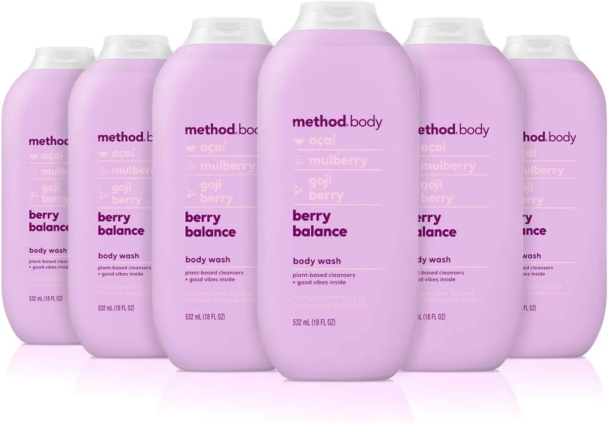 Method Body Wash, Berry Balance, Paraben and Phthalate Free, 18 oz (Pack of 6)
