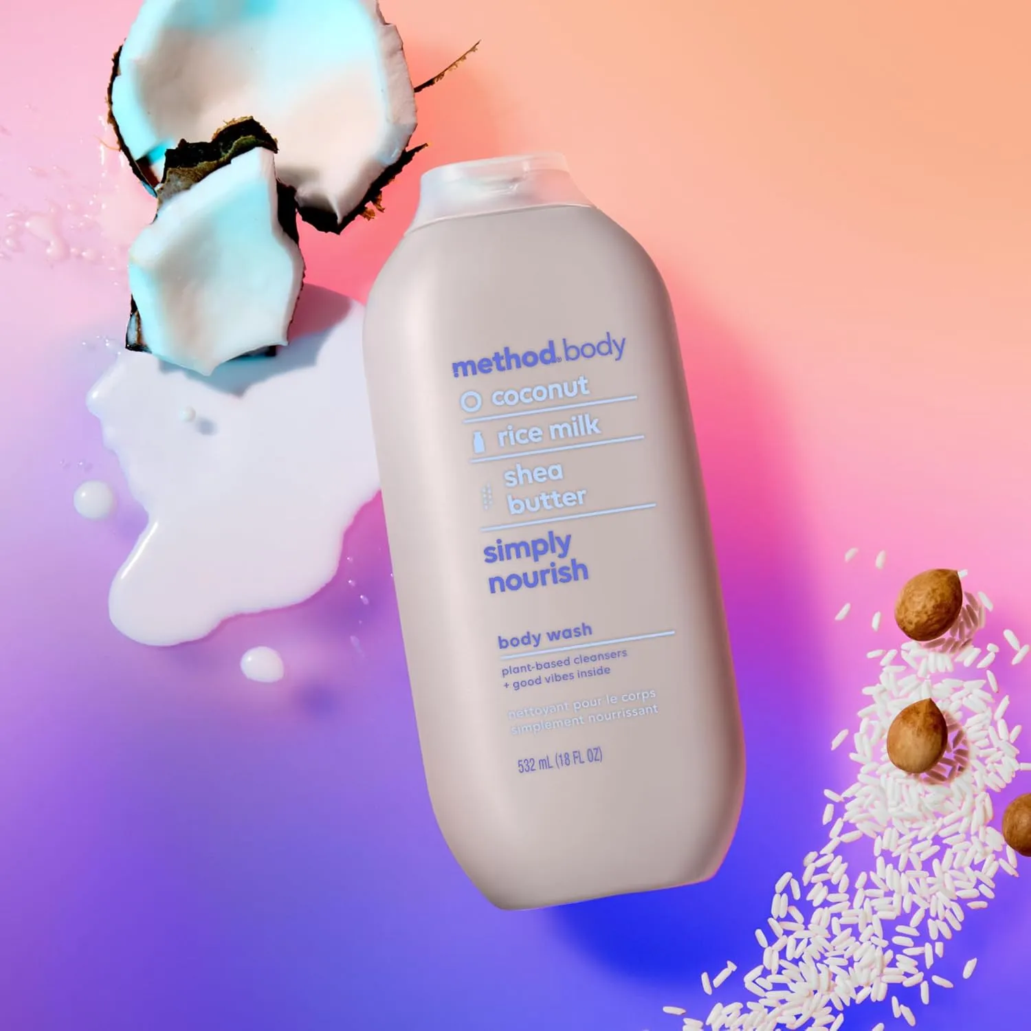 Method Body Wash, Simply Nourish, Paraben and Phthalate Free, 18 oz (Pack of 6)
