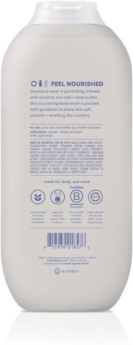 Method Body Wash, Simply Nourish, Paraben and Phthalate Free, 18 oz (Pack of 6)