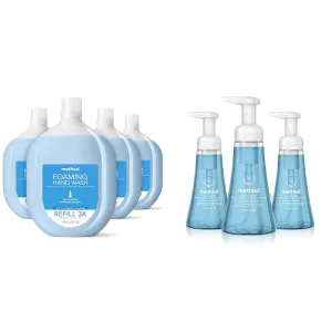 Method Foaming Hand Soap Refill, Sea Minerals, Recyclable Bottle, Biodegradable Formula, 28 fl oz & Foaming Hand Soap, Sea Minerals, Paraben and Phthalate Free, Biodegradable Formula, 10 fl oz
