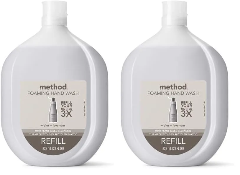 Method Foaming Hand Soap Refill, Violet   Lavender, Biodegradable Formula, 28 Fl Oz (Pack of 2)